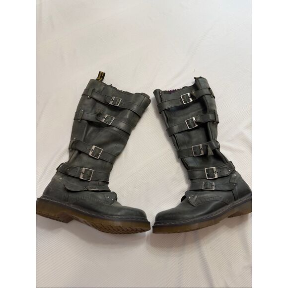 Dr Doc Martens Phina Leather Combat Moto Boots Size 8 Walking Dead Goth Raver - Picture 13 of 13